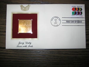 2007 Jury Duty Serve With Pride 22kt Gold replica Golden Cover Stamp FDC - Picture 1 of 3