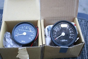 HONDA BLACK Mini Gauges COMBO Speedo Tach Speedometer 1:4 tacho Kawasaki Suzuki - Picture 1 of 3