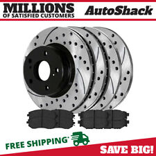 Front and Rear Drilled Brake Rotors Black & Pads for Subaru Outback Forester