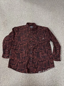 Woolrich Cotton Flannel Button Down Shirt Elk / Deer Print Used Size XL - Picture 1 of 9