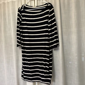 Maintain Stretch Knit Striped Dress Black White Sz 1x - Picture 1 of 2