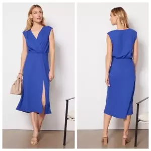 Amanda Uprichard Matthews Midi Dress Size Small Revolve Front Slit V-neck - Picture 1 of 7