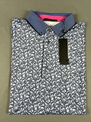 Greyson гольф рубашка поло рукав логотип Merwolf печать XL синий полиэстер Рекомендуемая розничная цена производителя $118 - Изображение 1 из 4