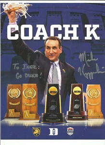 (2) MIKE KRZYZEWSKI SIGNED THRU THE MAIL 8.5X11 PHOTOS (INSCRIBED;GUARANTEED!!) - Picture 1 of 3