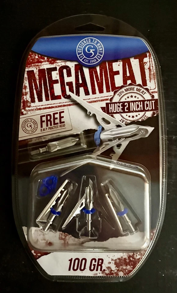 G5 Megameat 3 Pack Expandable Broadheads 100% steel 100 Grain New - Image 1 of 2