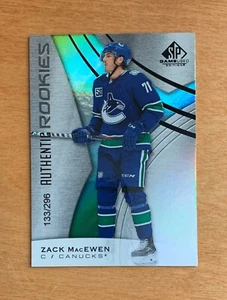 2019-20 UD SP Game Used Hockey Zack MaCewen Authentic Rookies Rainbow # 133/296 - Picture 1 of 2