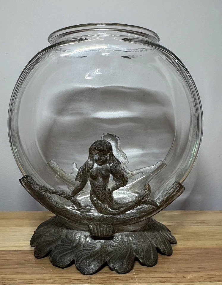 ANTIGUO SOPORTE PARA PECERA SIRENA DE HIERRO FUNDIDO ART DECO Foto 1 de 4