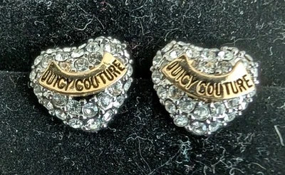 Juicy Couture pave heart stud earrings Clear Rhinestones - Image 1 of 3