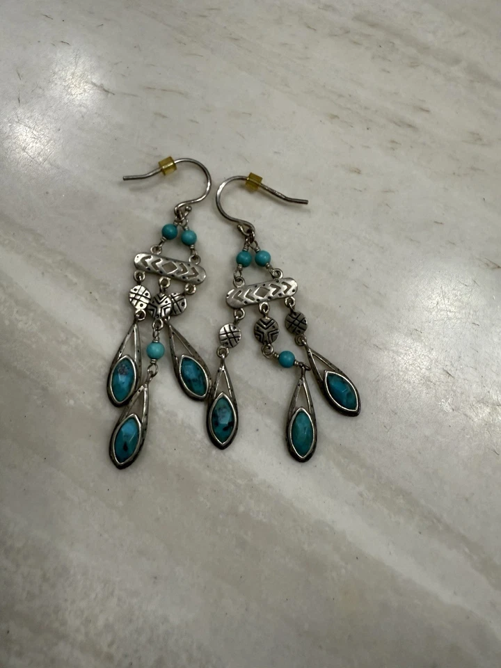 Pendientes araña turquesa facetada plata de ley Silpada W2838 Foto 1 de 1