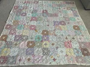 Trapunta patchwork vintage anni 50 fatta a mano - Foto 1 di 7