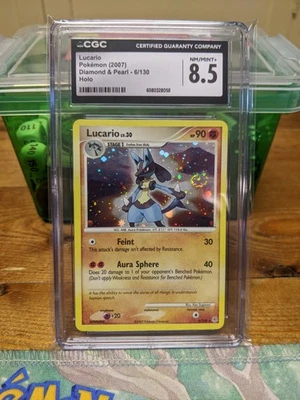 Pokémon Lucario Diamante y Perla Holo Remolino Holo Raro 6/130 CGC 8,5 Casi Nuevo/Como Nuevo+! 🌟 Foto 1 de 2