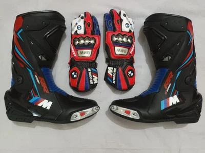 BMW S1000RR Motocicleta Moto Cuero Botas y Guantes Motocicleta Carreras Zapatos Foto 1 de 2