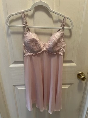 Babydoll push-up semi transparente lila claro vintage delicado para mujer talla mediana  Foto 1 de 4