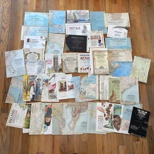 VTG National Geographic Maps Huge Lot Of 50 From 1940's-1980’s Nice Condition - Picture 1 of 13