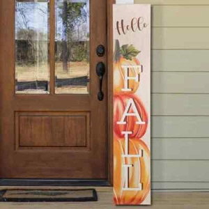 Fall Wooden Large Porch Sign Fall Decoration Hello Fall Autumn 42 In. Height NEW - Picture 1 of 12