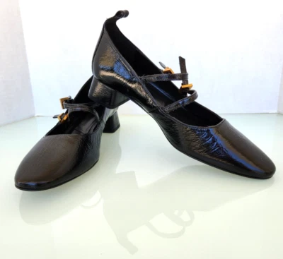 Massimo Dutti Women's Ballet Black Patent Leather Shoes New Sz 39 - Image 1 of 4