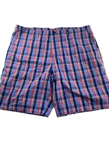 Pantalones cortos de golf para hombre Izod talla 42 rojo blanco azul algodón a cuadros frente plano alto - Imagen 1 de 6