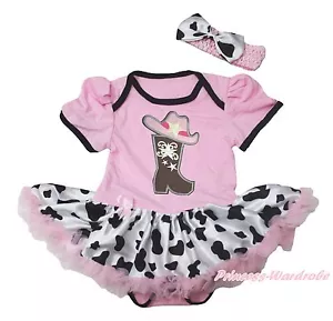 Western cowgirl stivali cappello body mucca latte tutù vestito bambino ragazza vestito NB-18M - Foto 1 di 1