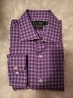 Lauren Ralph Lauren Men Button Up Dress Shirt Purple Plaid Classic Fit Non Iron