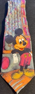 Disney Vintage MICKEY & CO with Books Tie Necktie 100% Silk Atlas Design Sweden - Picture 1 of 2