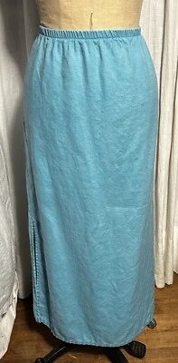 Falda Larga Chadwick’s Mujer Turquesa Lino Talla 14 Usada  Foto 1 de 4