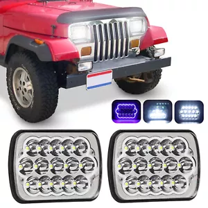 Par de faros LED 5x7" 7x6 puntos alto/bajo azul DRL para Jeep Cherokee XJ 1984-2001 - Imagen 1 de 21