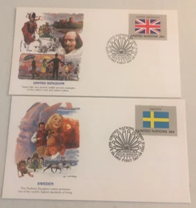 Collection Of UN First DayUn Addressed All Flag All Have Stories On Back D-24 - Picture 1 of 9