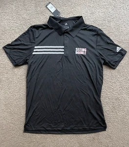 Adidas Golf Short Sleeve Polo T-Shirt Seeing Double Black Large Performance Tee - Picture 1 of 12