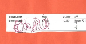 EDDIE STUART WOLVERHAMPTON WANDERERS 1951-62 EX TRANMERE ROVERS ORIG AUTOGRAPH - Picture 1 of 3