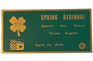 Spring Regional Races Dallas Motor Speedway 1970 Dash Plaque Plate Texas SCCA - Picture 1 of 15
