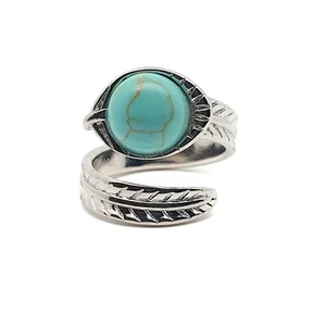Wrap Ring Gemstone Open Leaf Natural Crystal Chakra Adjustable Silver Plated - Picture 1 of 102