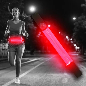 Red LED Running Belt Waist Bag Light Up Waterproof USB Rechargeable Night Safety - Picture 1 of 11