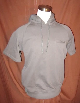 Killion Mens Short-Sleeve Hooded Sweatshirt Shirt, Side Zips, Gray, Size M, New - Image 1 of 4