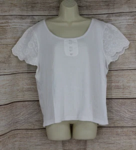 VINTAGE Hampshire Studio Womens Size XL Pullover Short Sleeve Top Shirt White - Picture 1 of 6