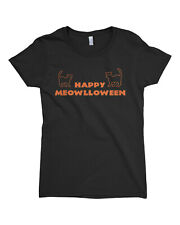 Happy Meowlloween Girls Fitted T-Shirt Halloween Cat Lover