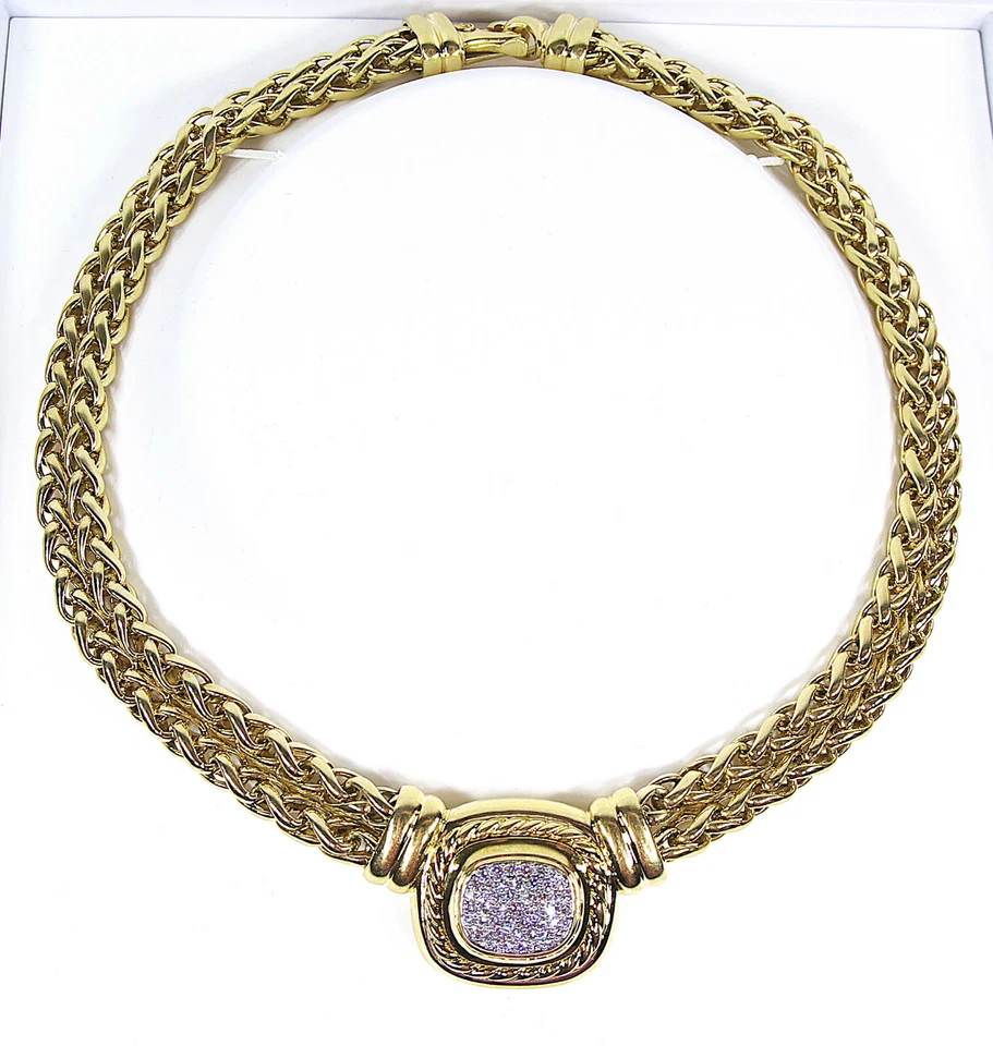 Collar Doble Cadena Oro Amarillo 18k Diamantes David Yurman Albion Original Foto 1 de 4