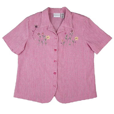 Top de guinga rosa de colección talla 14 bordado floral mariposa Cottagecore Grandmacore Foto 1 de 4