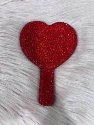 Espejo de mano con diamantes de imitación en forma de corazón espejo brillante maquillaje cosmético... Foto 1 de 4