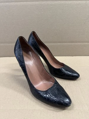 Zapatos de salón Giuseppe Zanotti de cuero de cocodrilo negro con puntera redondeada talla 39,5 Foto 1 de 4