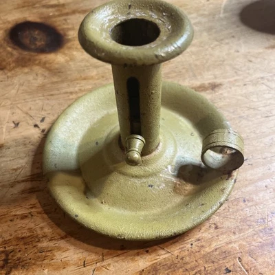 Distressed Metal Repro Push-Up Candlestick Candle Holder Primitive Farmhouse - Image 1 of 4