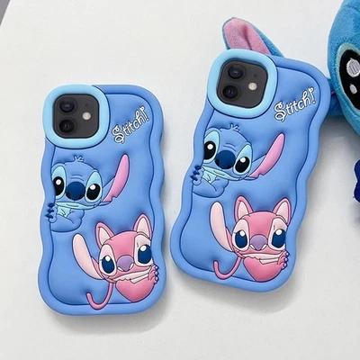 Funda de teléfono Stitch Wave dibujos animados para iPhone 16 15 14 13 12 11 Plus Mini Pro Max Foto 1 de 4