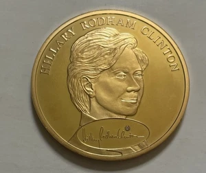 Hillary R Clinton Copper 24k Gold Layered With Diamond Coin - Picture 1 of 2