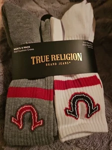 True Religion Mens 8 Pack Half Cushion Crew Socks - Picture 1 of 4