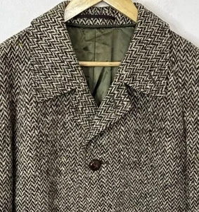 Vintage Westbury Germany Men XL Heavy Wool Tweed Overcoat Wool Lined  - Picture 1 of 9