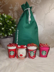 Neu Starbucks Christmas/Ceramic Ornament 2023 4er Set mit STARBUCKS GESCHENKTÜTE - Bild 1 von 23