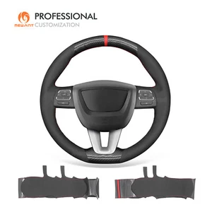 Funda de volante de fibra de carbono PU gamuza MEWANT para SEAT León Alhambra Toledo antigua - Imagen 1 de 10