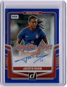 Jaedyn Shaw 2024-25 Panini Donruss FIFA Signature Series Auto Azul #04/99 EE. UU. - Imagen 1 de 2