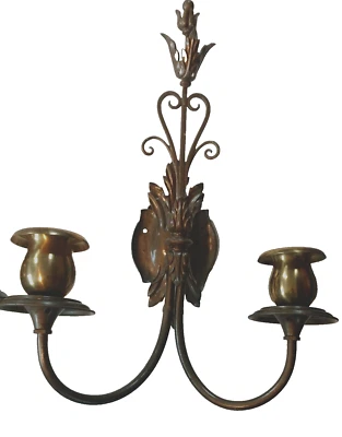 16" Tall PAIR Sterling Bronze Company NYC 1930's Wall Sconces - Image 1 of 4