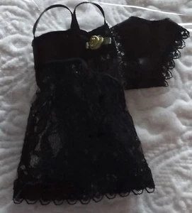 Miniature Dollshouse Barbie Black Sexy Negligee & Matching Panties Set Brand New - Picture 1 of 2
