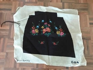 Antique henry's tapestry needlepoint french floral roses seat cover completed - Bild 1 von 6
